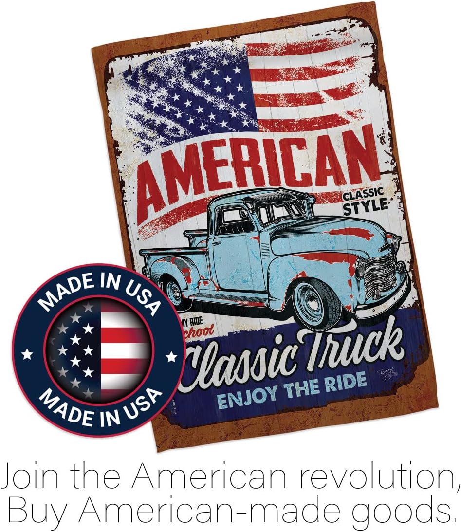 Breeze Decor Classic Truck Garden Flag Interests Vehicle Retro Car Motorcycle Scooter Vintage Hobbies Leisure House Decoration Banner Small Yard Gift Double-Sided, Made in USA