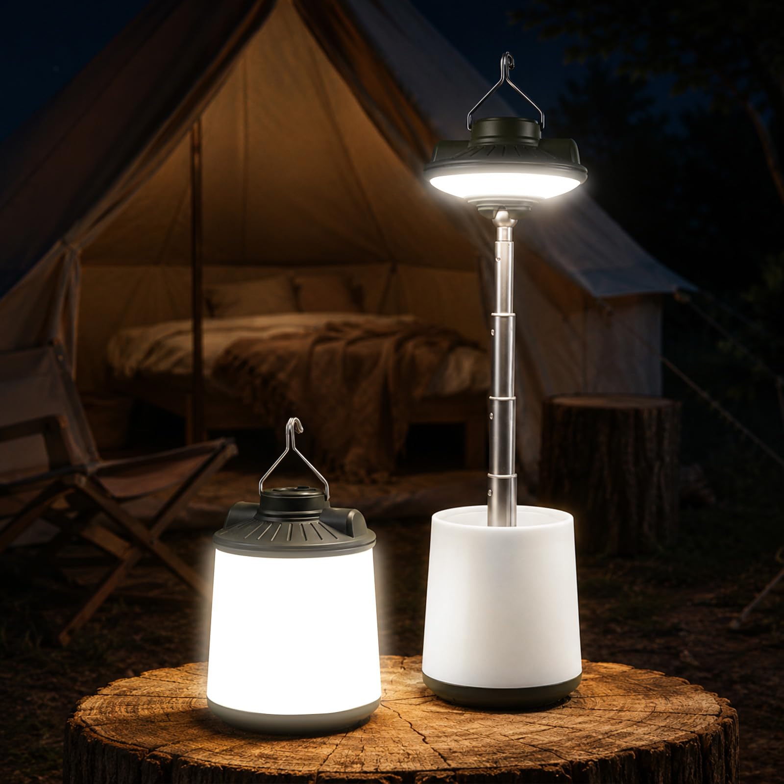 BoloShine Camping Light, Camping Lantern Rechargeable, Telescopic Portable LED Camping Lamp, 6 Light Modes, 360°Adjustable Waterproof Outdoor Hanging Tent Light for Emergency, Fishing, Power Cuts