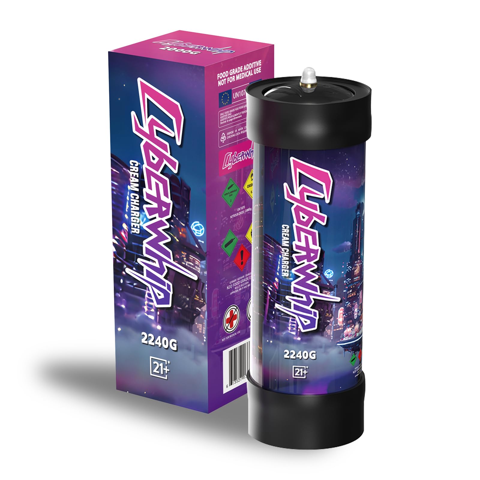 Whipped Cream Charger Nitrous Oxide Tank 3.3L N2O Whip Cream Charger 2240g, Pack of 1