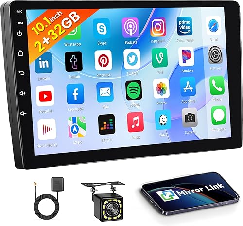Miniatura 8 de Hikity 2+64 GB doble Din Android 13 coche estéreo inalámbrico Apple Carplay Android Auto, 10.1 pulgadas pantalla táctil coche radio navegación GPS