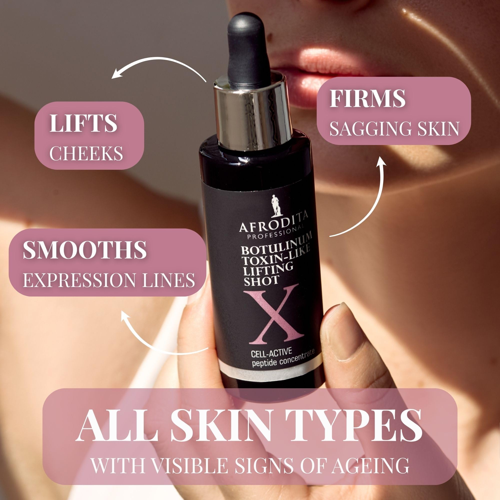 Afrodita Professional Botulinum Toxin-Like X Lifting Shot Peptydowe serum do twarzy przeciw zmarszczkom mimicznym, koncentrat do liftingu dla gładkiej, jędrniejszej skóry, 30 ml