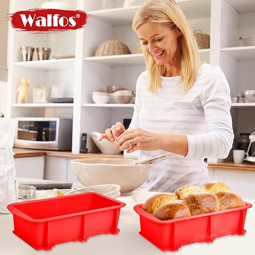 Miniatura 7 de Walfos Molde de silicona para pan, 9 x 5 pulgadas, antiadherentes, para hornear, juego de 2, perfecto para pan, pastel, pastel de carne, apto para