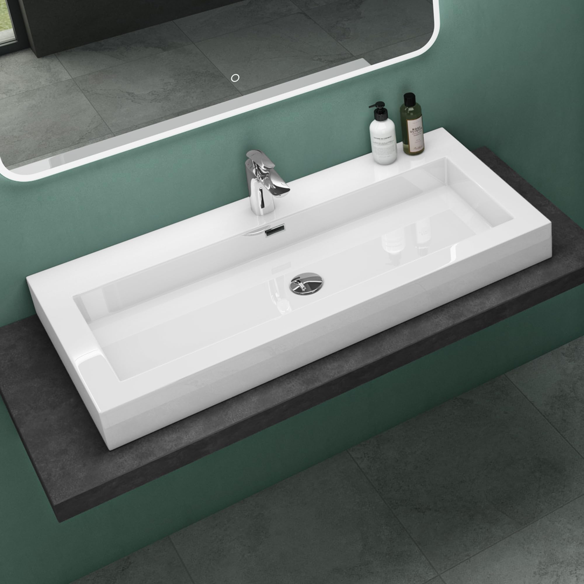 Lavabo de mármol fundido blanco Colossum18 Mai & Mai para baños modernos de alta gama