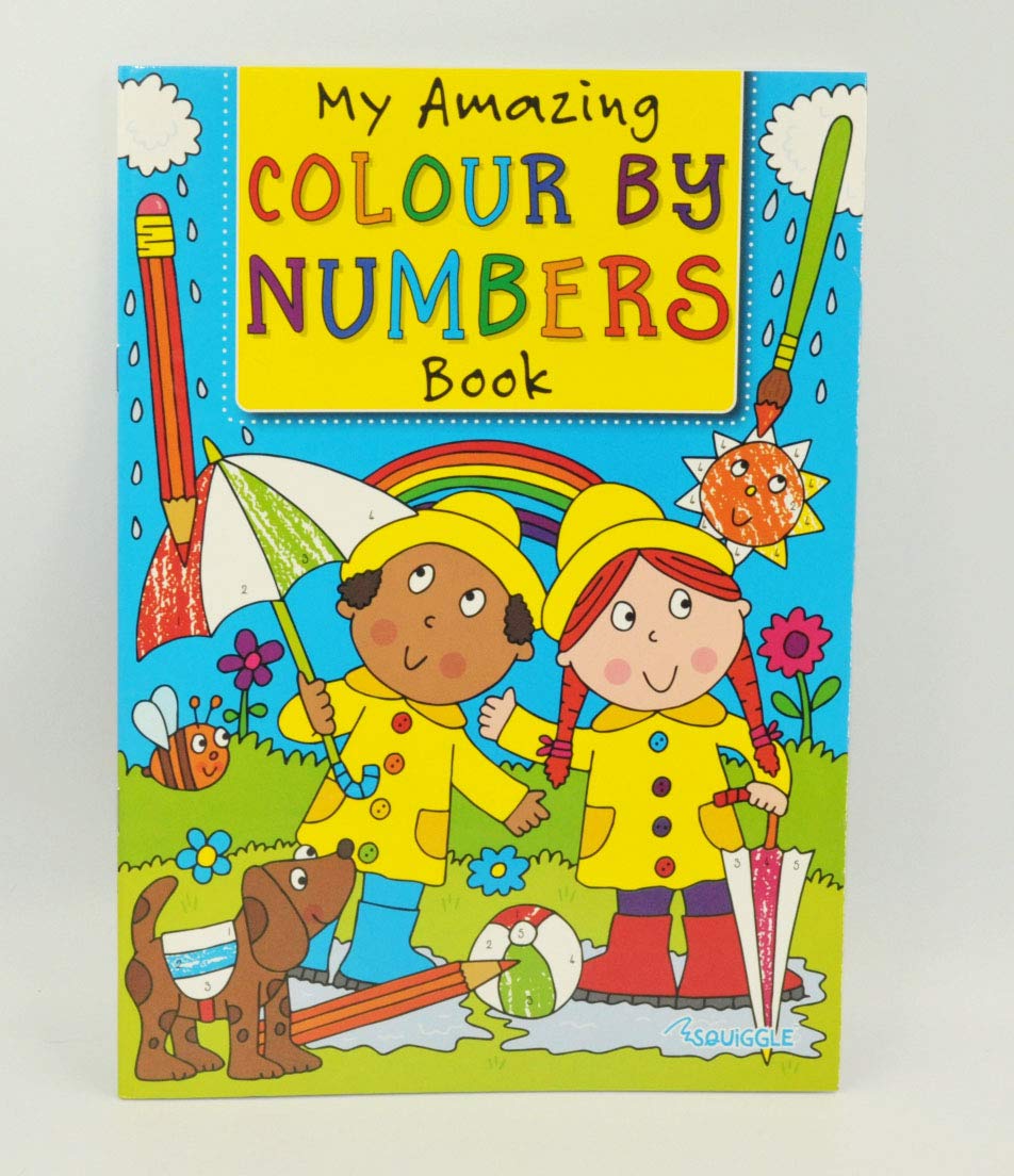 Squiggle Blue,White My Amazing Colour By Numbers Colouring Book A4 Size (Blue)