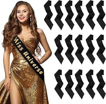 Dreamtop 16Pcs Satin Blank Sash Black Sashes for Pageants Senior Sashes 2026 for Beauty Pageant
