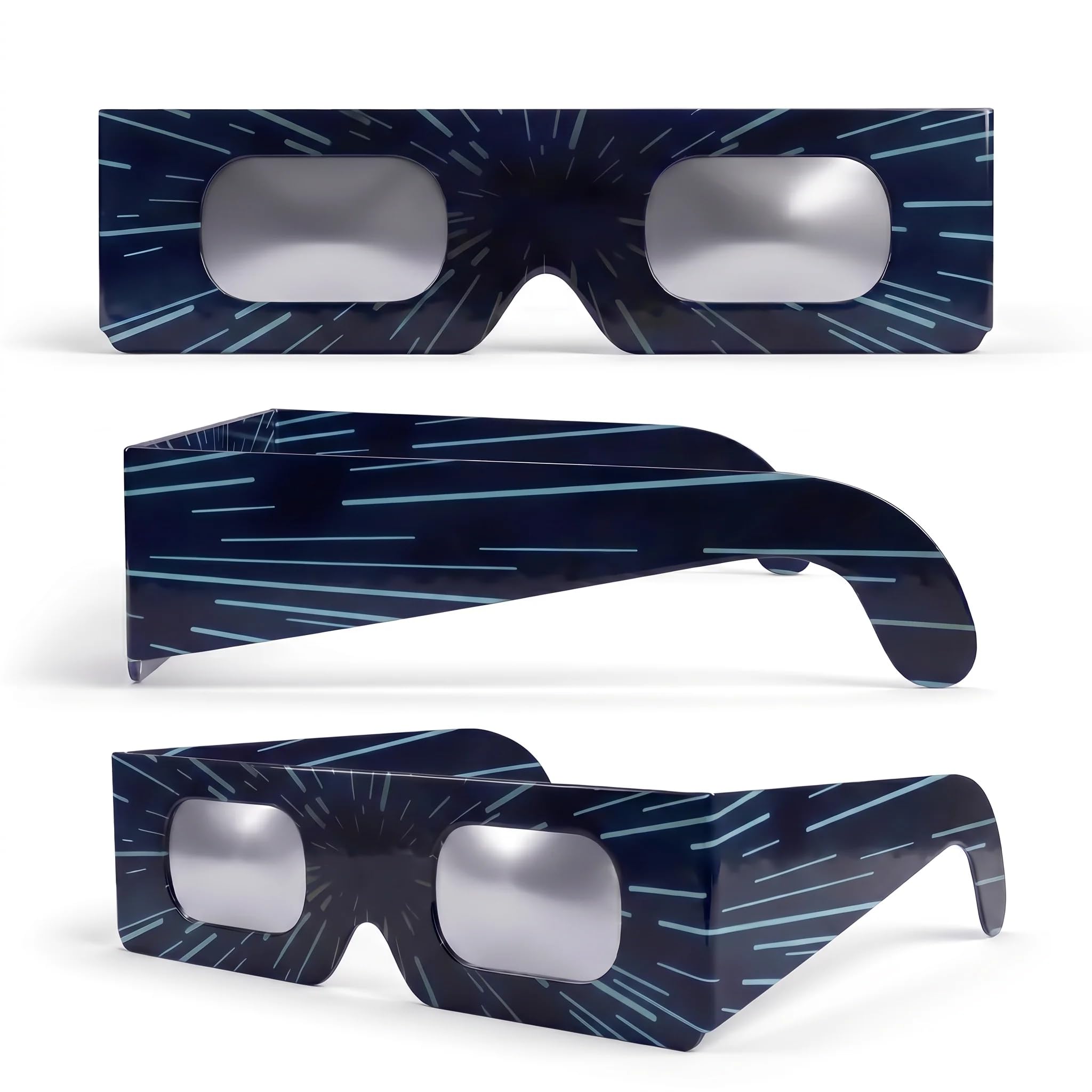 Pack 2/6/12/50, Gafas para eclipse solar, montura 45 mm, se usan sobre la mayoría de gafas de vista, probadas EN ISO 12312-2:2015, marcado CE para observación solar segura – Hyper Drive