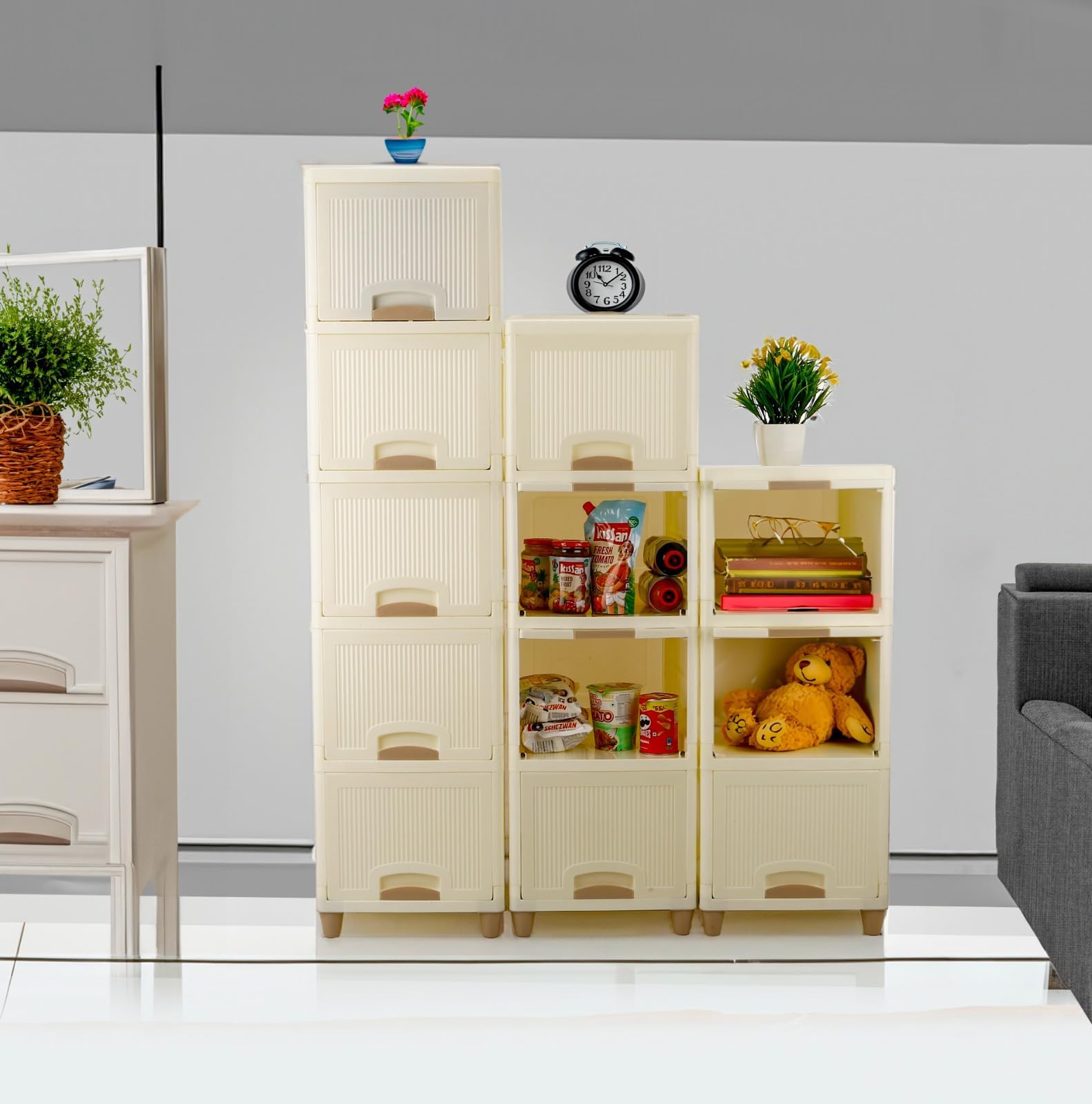 Raawan 6-Layer Plastic Cupboard for Clothes | Foldable Plastic Wardrobe Cabinet | Modular Storage Drawer Box for Clothes and Storage | Clothes Organizer for Home