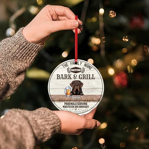 Vista 32 de SILYHEART Presa Canario Christmas Acrylic Ornament Dogs Welcome Ceramic Christmas Keepsake Family Dog Name Funny Christmas Memorial Gifts for Mom