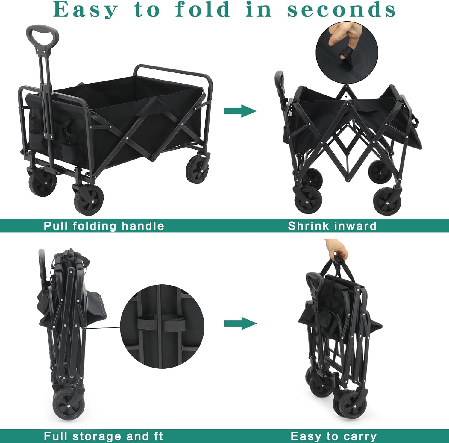 ROSONG Carrito plegable con ruedas plegable Carro plegable resistente