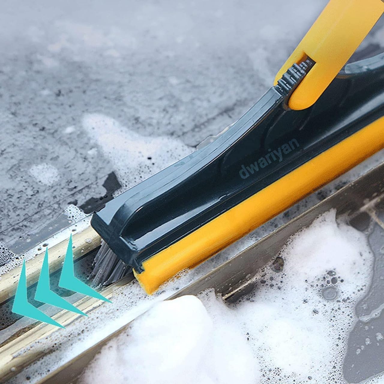 Dwariyan Cleaning Brush with Wiper – Floor Scrub Brush with Long Handle, 120° 2-in-1 Rotating Tiles Cleaning Brush for Home, Kitchen & Bathroom – Multi-Purpose Floor & Tile Cleaner 2