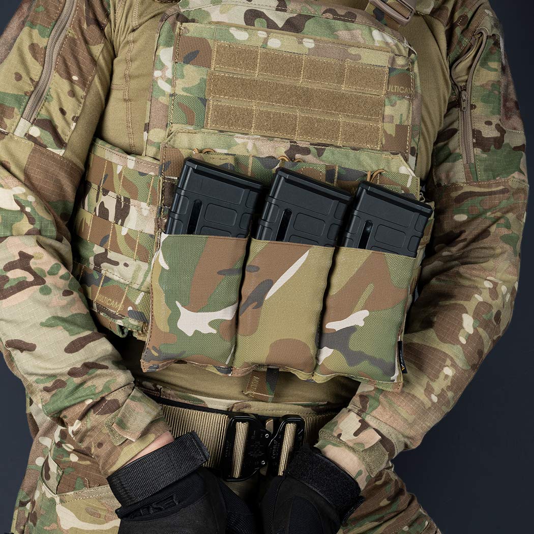 IDOGEAR Borsa per caricatore Marsupio triplo per caricatori Elastico Molle Porta caricatori open-top per caricatori di fucili M4/M16/AR/AK