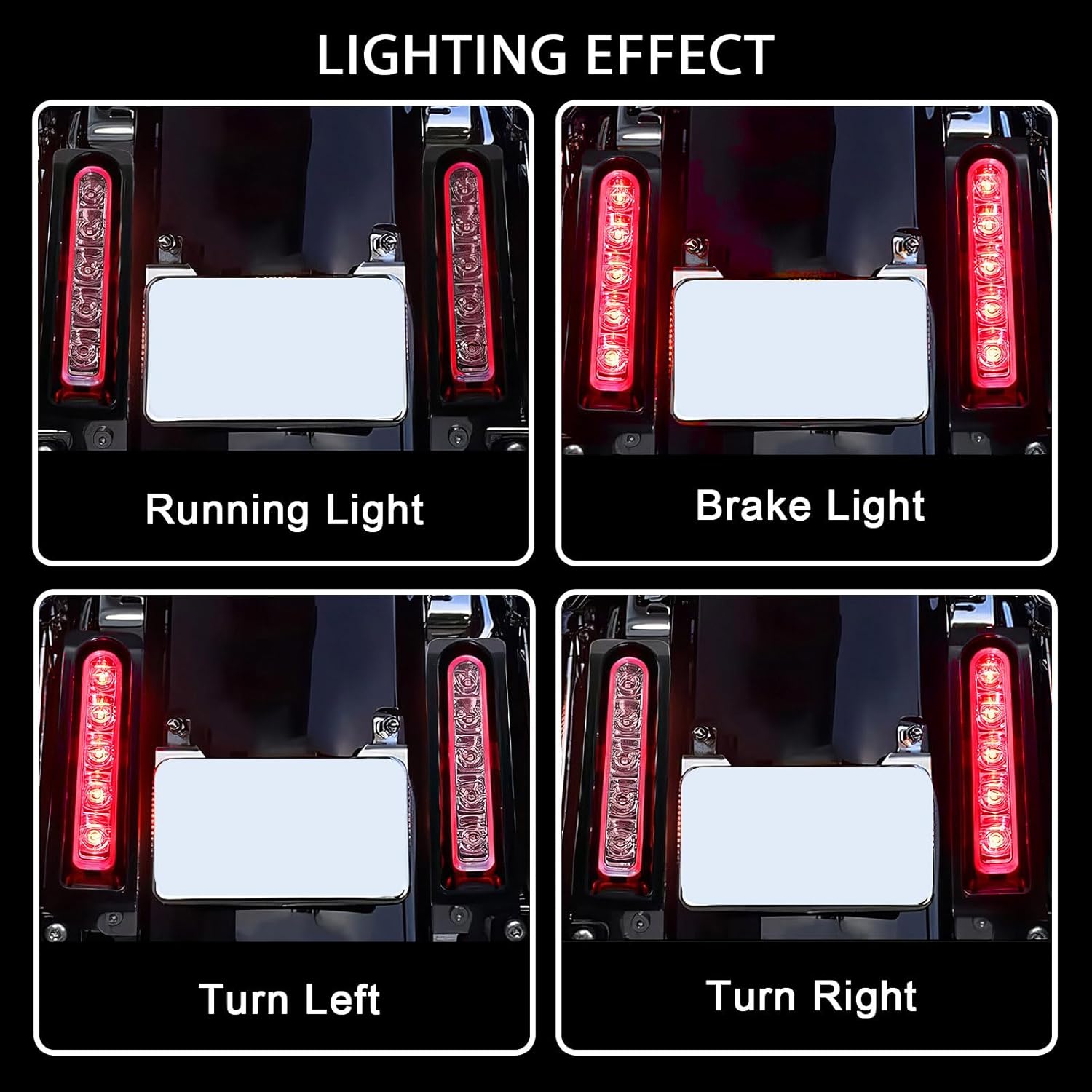 LED Filler Panel Lights Rear Fender Light Turn Signals Lamp Brake Tail Lights Fit for Harley Touring Electra Glide Ultra Limited Road King Road Glide 2014-2024(Black Housing Transparent Lens)