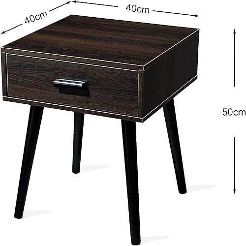 Miniatura 3 de TianLang Mesita de noche con 1 cajón para dormitorio, mesa auxiliar de cama industrial, mesa auxiliar de espacio pequeño para sala de estar, patas