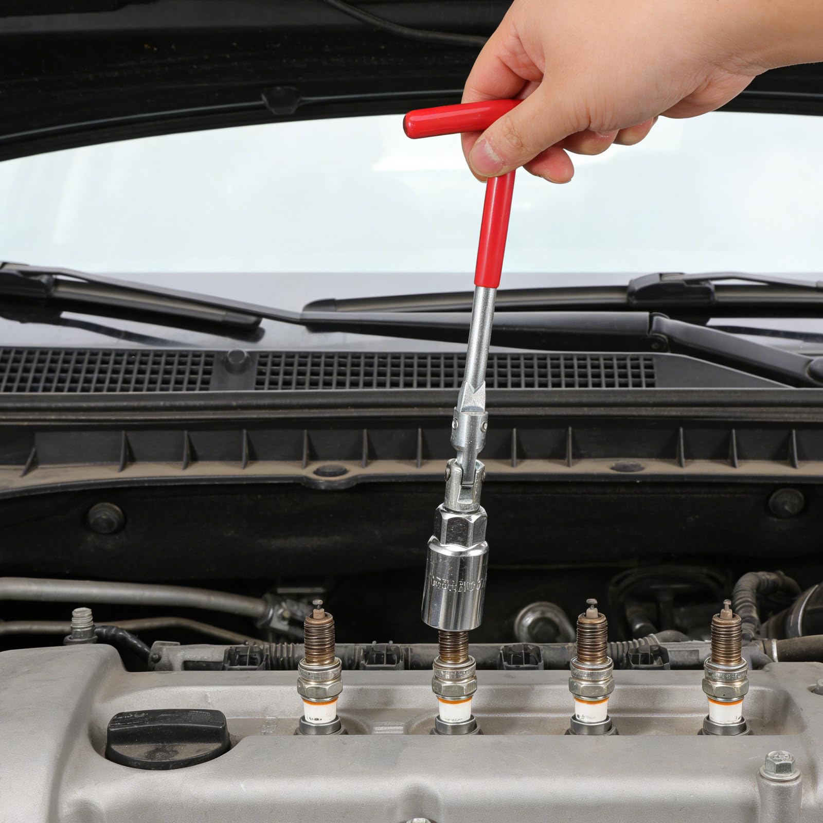 Cabilock Juego de herramientas para extraer bujías: llave de bujías con mango en T (16 mm y 21 mm) para motocicletas, cortacéspedes y vehículos pequeños.