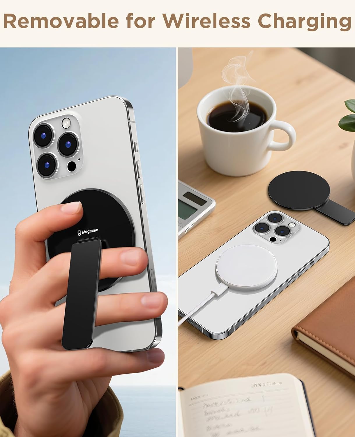 Magtame Magnetic Phone Stand Grip for Magsafe, Utral-Thin Snap-on Kickstand with Strong Magnetic Holder, 140° Adjustable for Hands-Free Travel, Work, Entertainment | Compatible with iPhone17-12, Black - Image 9