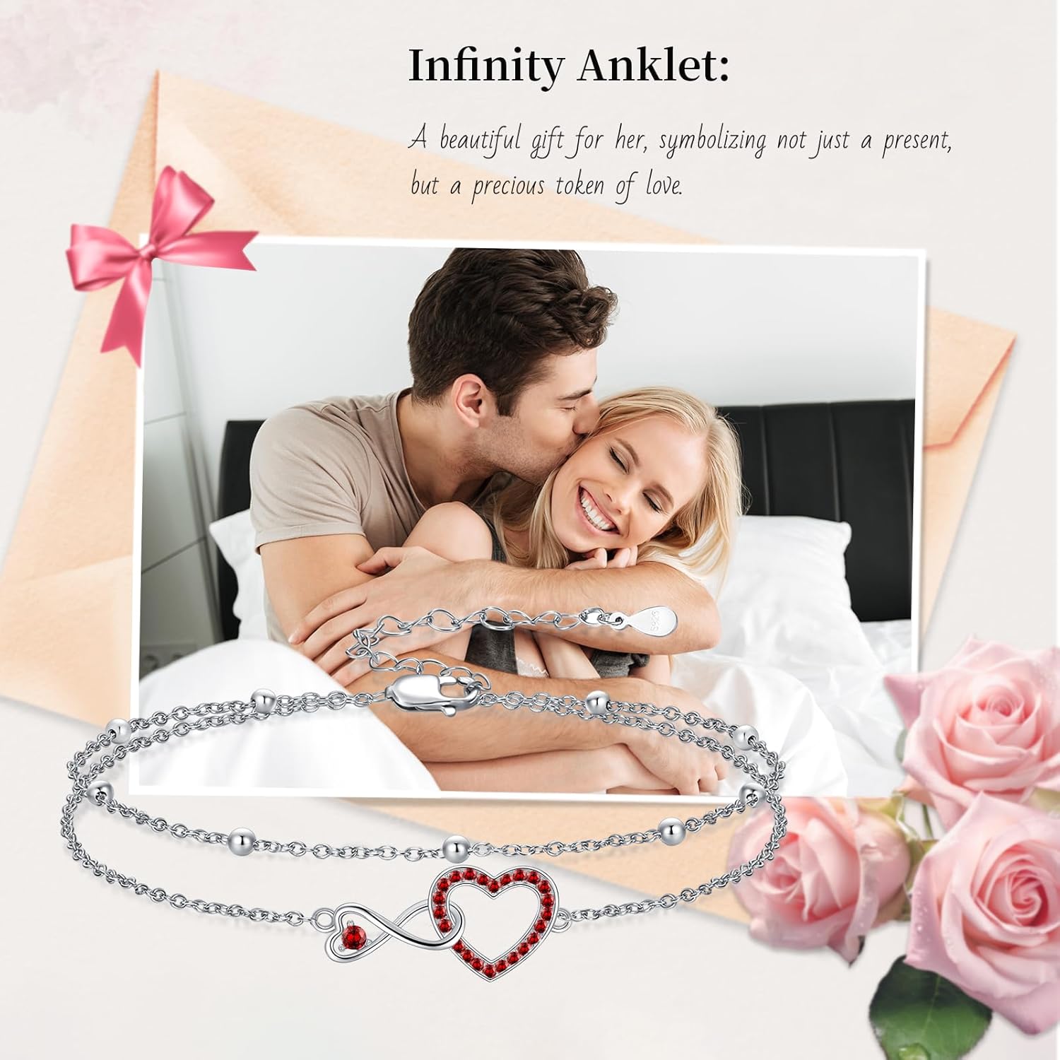Anklet for Women 925 Sterling Silver Double Infinity Ankle Bracelet Waterproof Summer Jewelry Anniversary Birthday Gifts for Her - Image 7