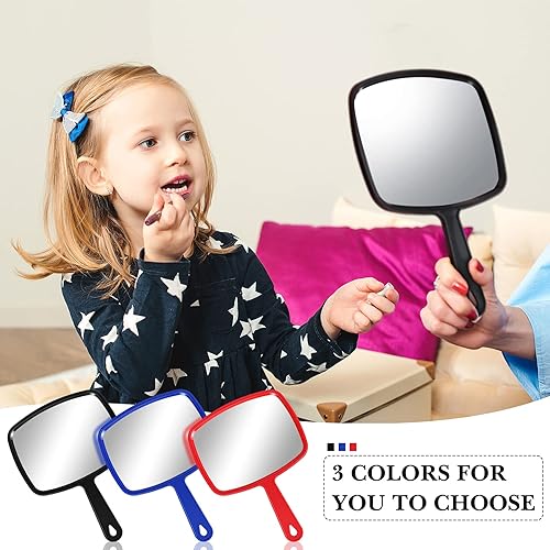 Miniatura 7 de Jetec 3 espejos de mano con asa a granel, pequeño espejo portátil para peluquería peluquería tocador cosmético para viajes, hogar, cuadrado (9.17 x