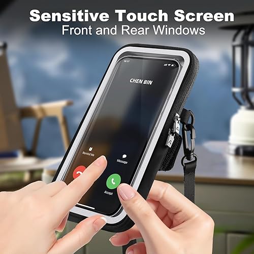 Miniatura 5 de Soporte para teléfono celular con banda para el brazo, bolsa cruzada transparente para teléfono para correr, caminar y entrenar, brazalete ajustable