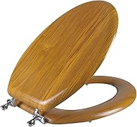 Vista 1 de Angel Shield - Asiento de inodoro de chapa de madera natural con bisagras de metal, fácil de limpiar, antiarañazos, estándar americano