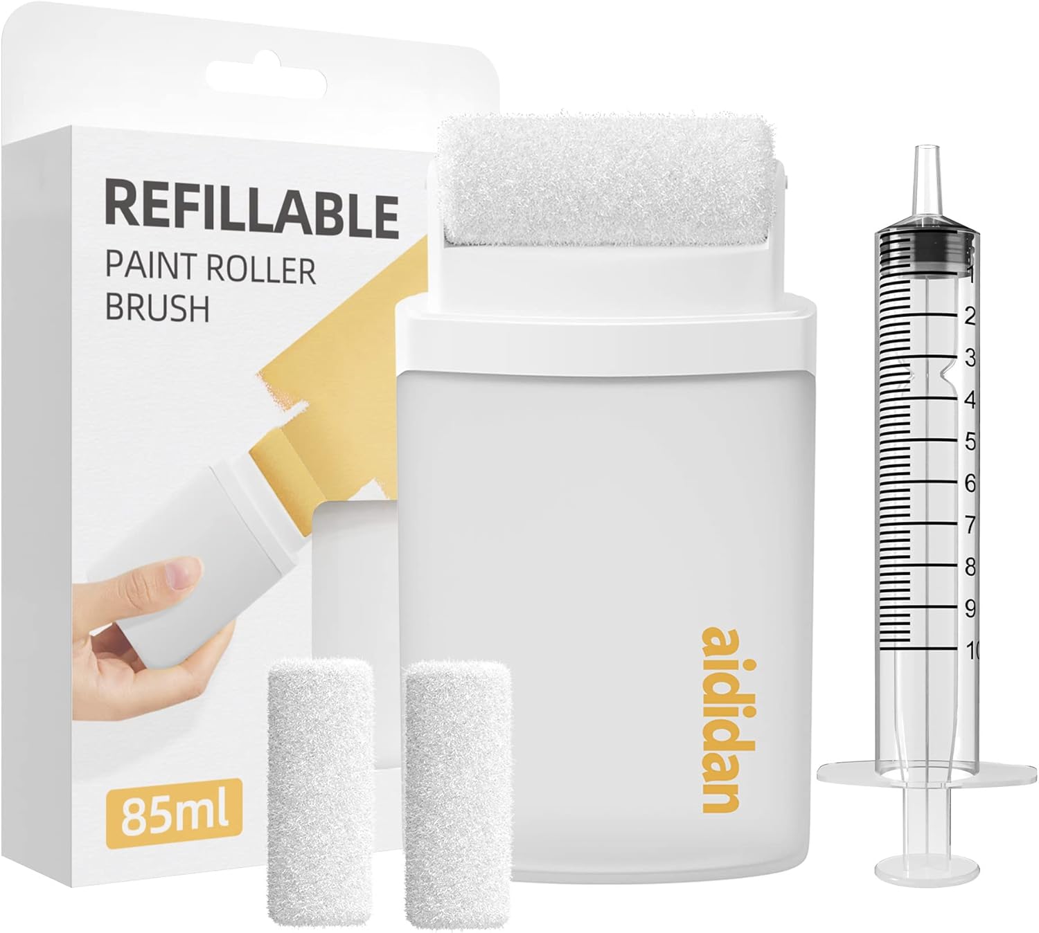 Aididan Refillable Paint Roller Brush Interior Paint Roller Brush Dry Wall Repair kit for