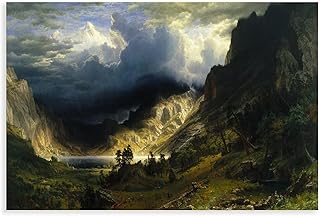 Albert Bierstadt Romantic American Landscape A Storm in The Rocky Mountains, Mt. Rosalie, 1866 Canvas Art Poster And Wall Art Picture Print Modern Family Bedroom Decor Posters 20x30inch(50x75cm)