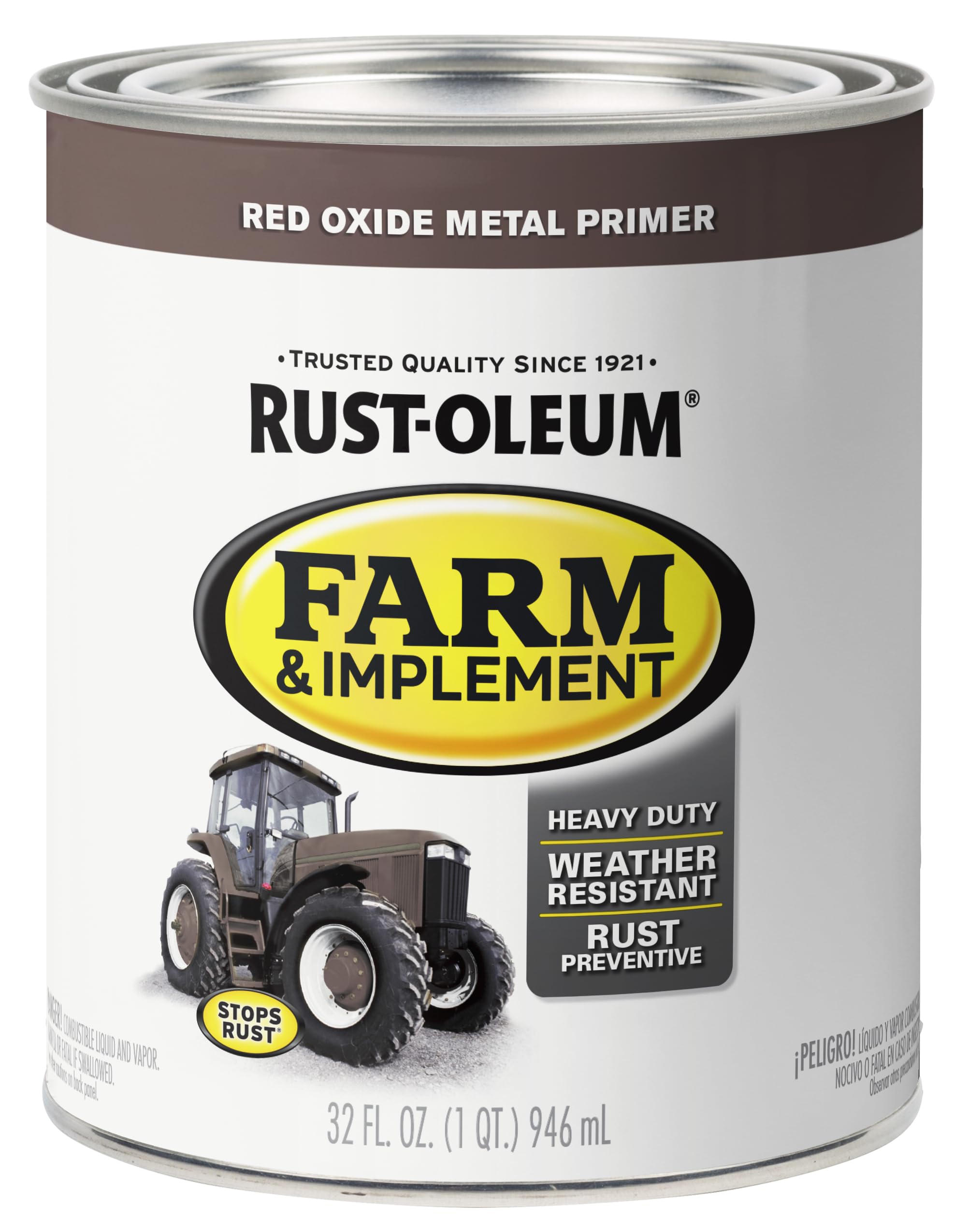 Rust-Oleum 280151 Farm &amp; Implement Enamel Primer Quart, Red Oxide Metal Primer, (Pack of 1)
