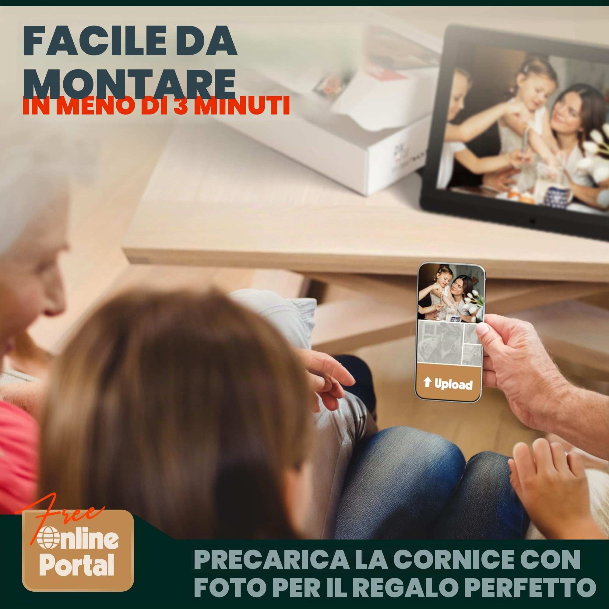 Cornice digitale WiFi da 15 pollici Pix-Star con indirizzo e-mail e archiviazione cloud gratuita | Regalabilissima per i nonni | display IPS | Sensore di movimento | Semplice installazione