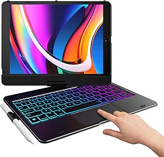typecase Touch iPad 9th Generation Case with Keyboard (10.2", 2021), Multi-Touch Trackpad, 10 Color Backlight, 360° Rotatable, Thin & Light for 8th Gen (2020), 7th Gen (2019), Air 3, Pro 10.5 (Black)