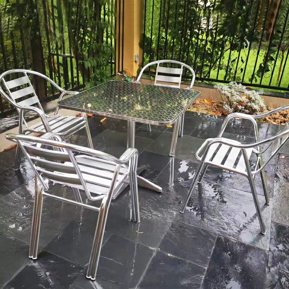 OHMG Table de Bar Pliante Carrée Ø60 cm,Table a Manger Aluminium, Réglable en Hauteur 70/110 cm,Tables de Pique-Nique,Tables Mange Debout Haute,pour 2-4 Personnes