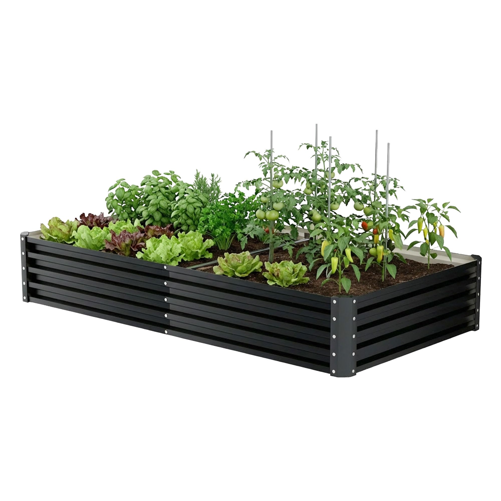 FRANKYSTAR® Hatake - Letto per Orto rialzato da Esterno 180x90x30 cm in Acciaio Inox Restistente alle Intemperie Nero