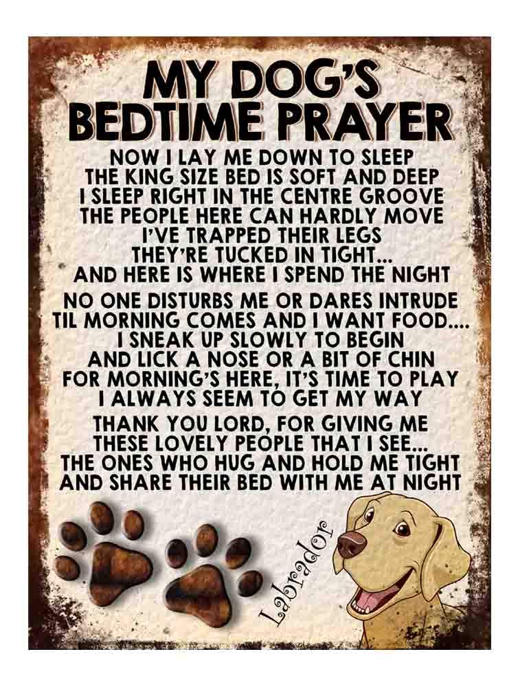 MY DOG'S BEDTIME PRAYER RETRO STYLE METAL TIN SIGN/PLAQUE DOG BREEDS (Labrador Cute)