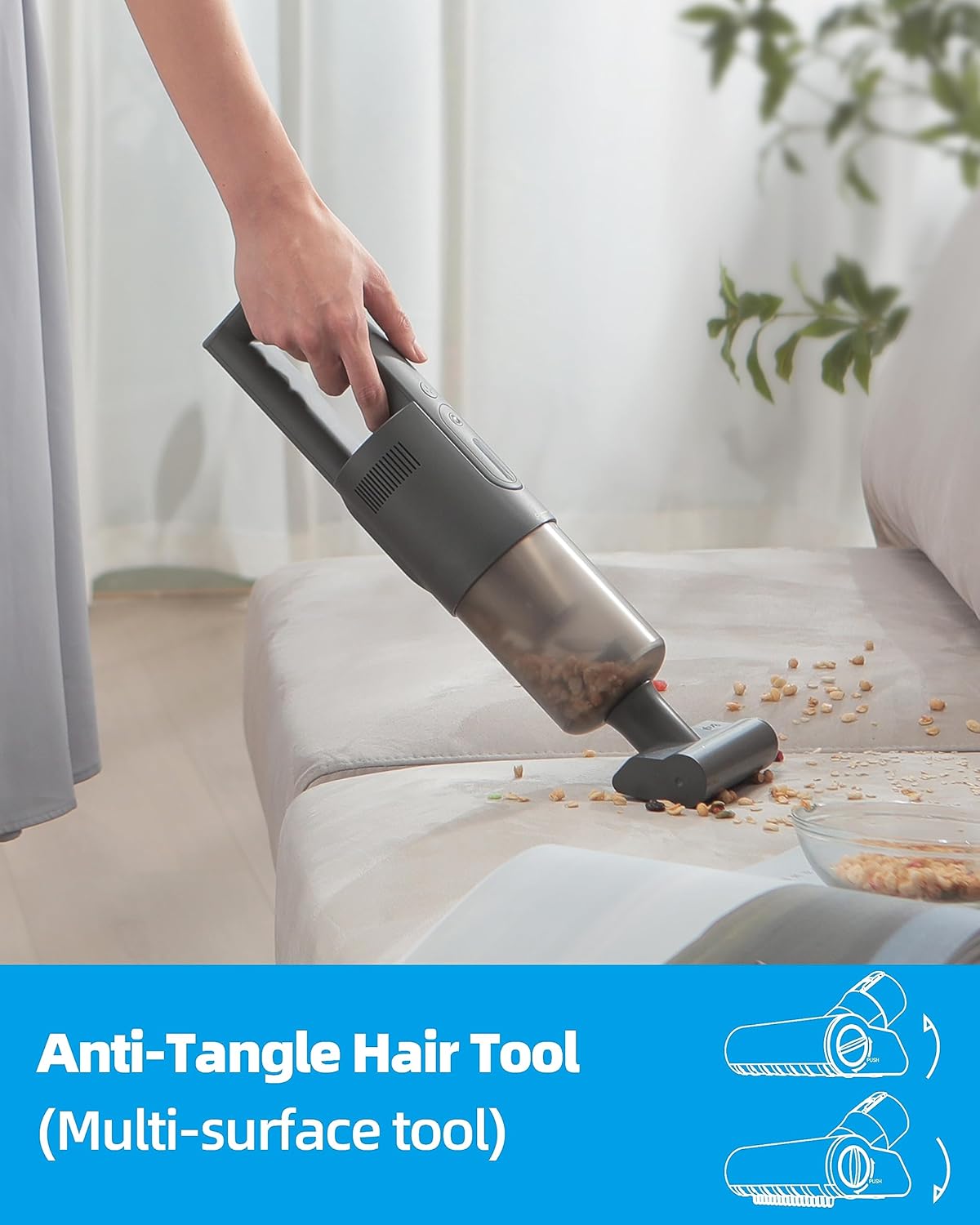 Comparison of tangled brush vs. clean anti-tangle tool