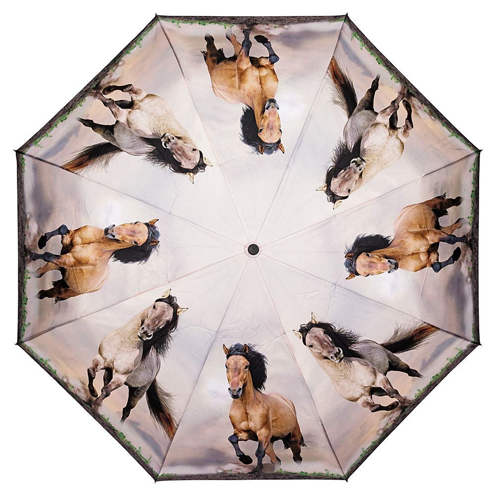 Image secondaire de VON LILIENFELD® Parapluie de Poche Résistant au Vent Pliant Chevaux sauvages Ouverture et Fermeture Automatique Mini Légèrement