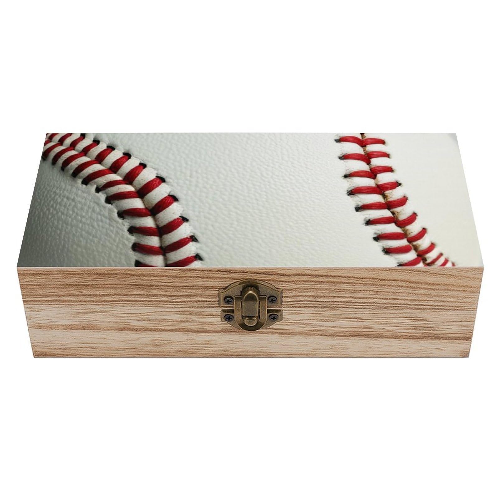 HLBSDM Wooden Box Rectangle Decorative Wooden Box with Lid, Sport Baseball Wood Keepsake Memory Box for Birthday, Wedding, Anniversary