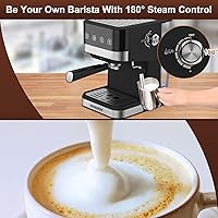 Vista 4 de Máquinas de café expreso de 20 bares, 1050 W, máquina de café con leche a presión, máquina de café expresso con espumador de leche, tanque de agua