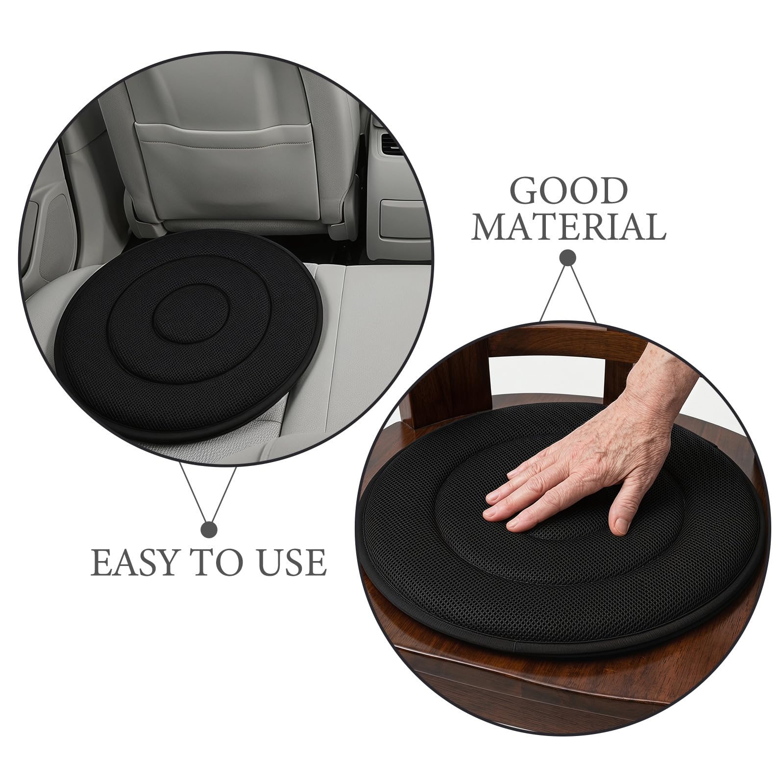 YARNOW Cojín Giratorio Ergonómico 2 Piezas Base Antideslizante, Diseño Redondo para Asistencia en Transferencia y Comodidad para Asiento de Coche y Cama