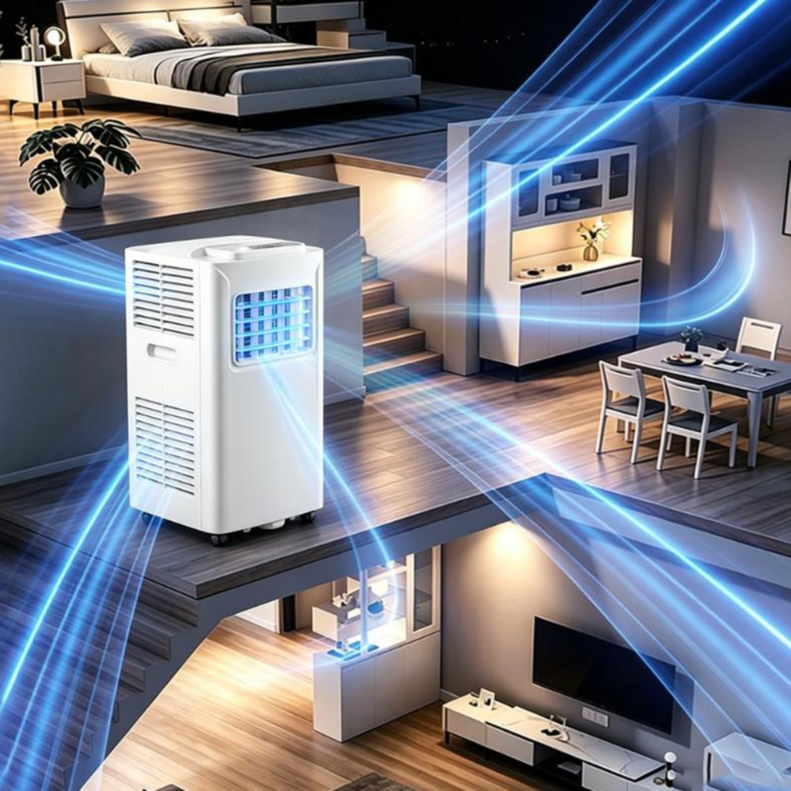 Aire acondicionado portátil, 7000 11000 13000 BTU, para habitaciones grandes de hasta 24 m2, unidad de aire acondicionado 4 en 1 S con control remoto, enfriamiento rápido, ventilador, deshumidificador