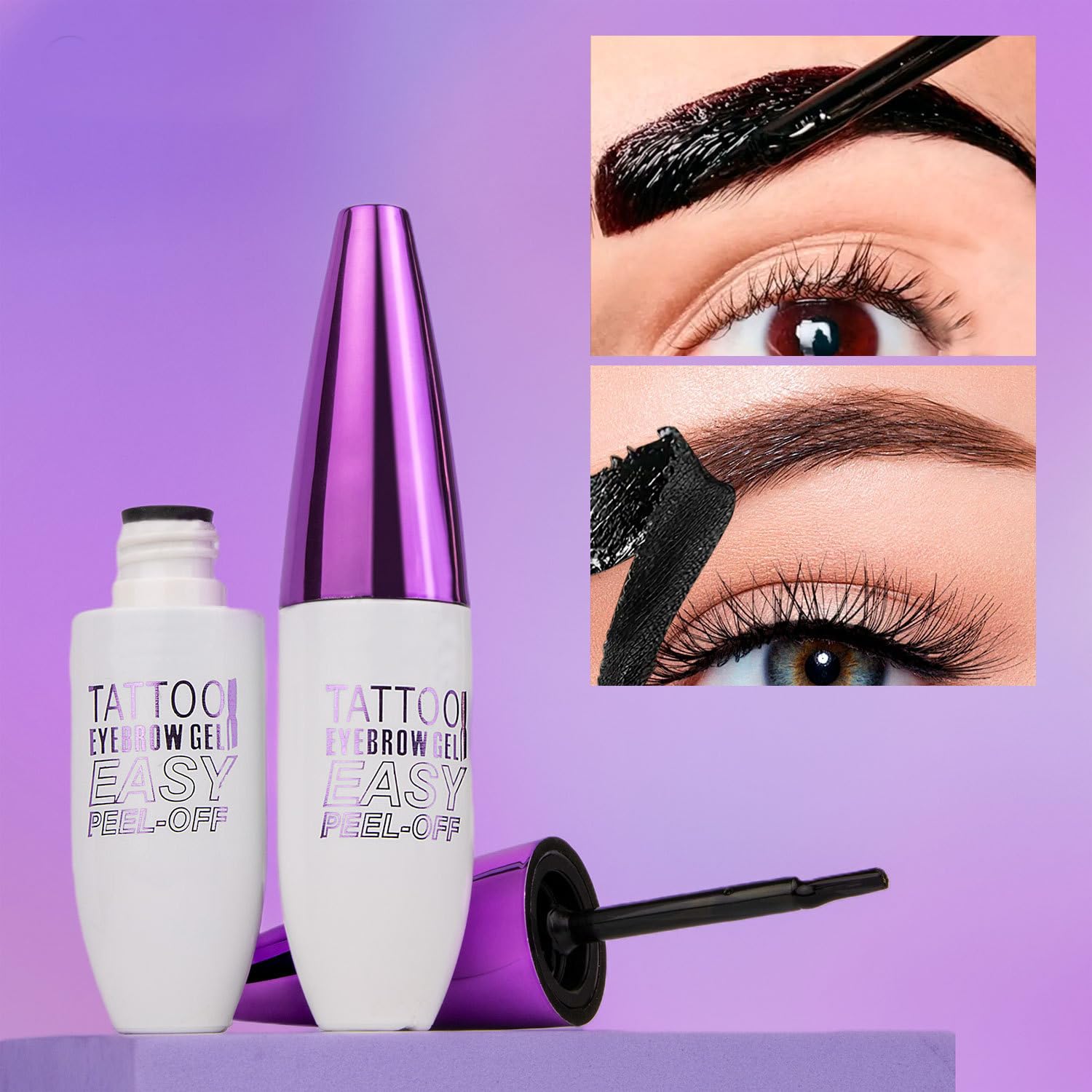 2 pezzi di gel per sopracciglia marrone scuro rimovibile, effetto tatuaggio resistente all'acqua e al sudore, di lunga durata, adatto a tutti i tipi di pelle. Set regalo per la festa della