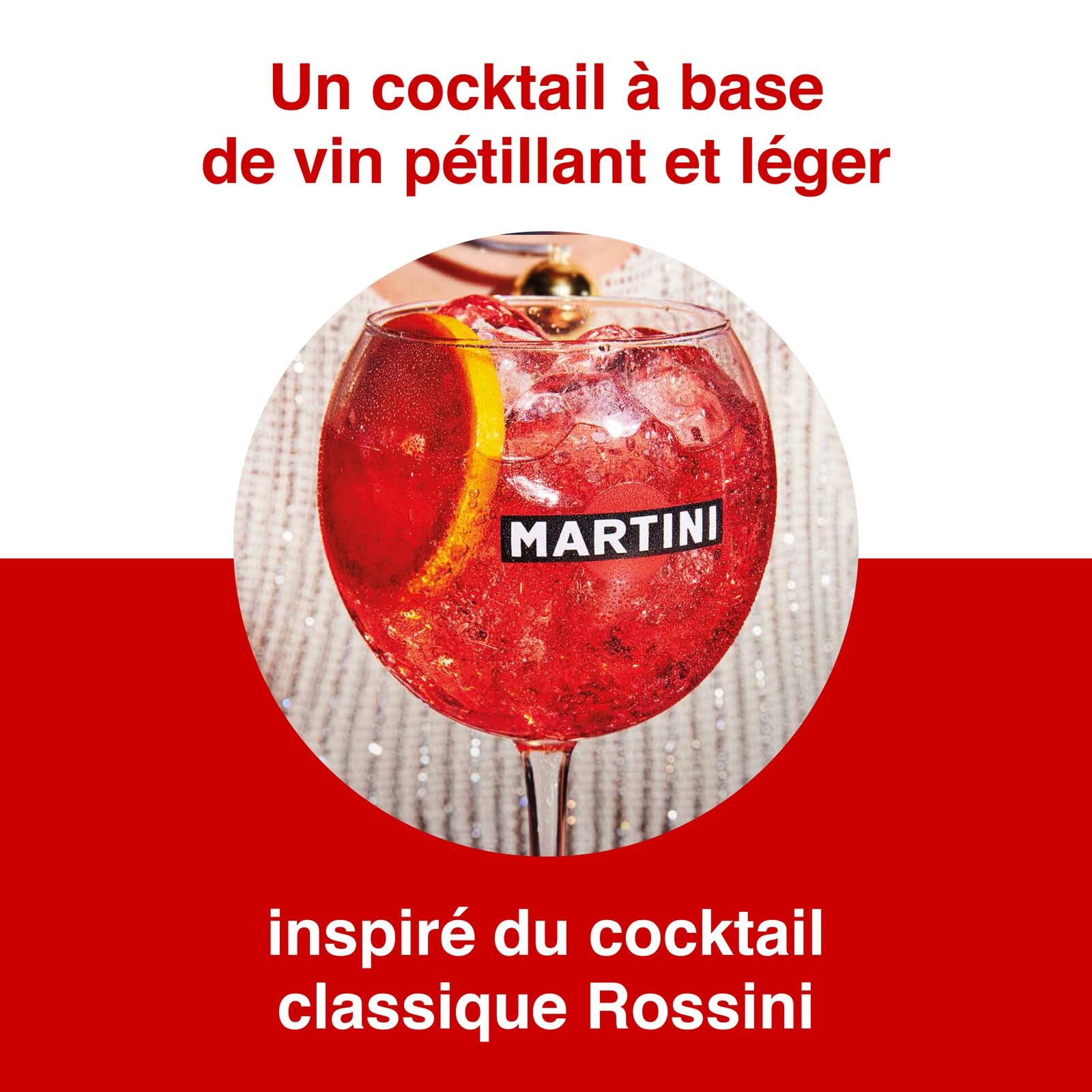 MARTINI Rossini Vin pétillant, Cocktail prêt à servir, Vin pétillant, 8% vol., 75cl / 750ml (Lot de 5)