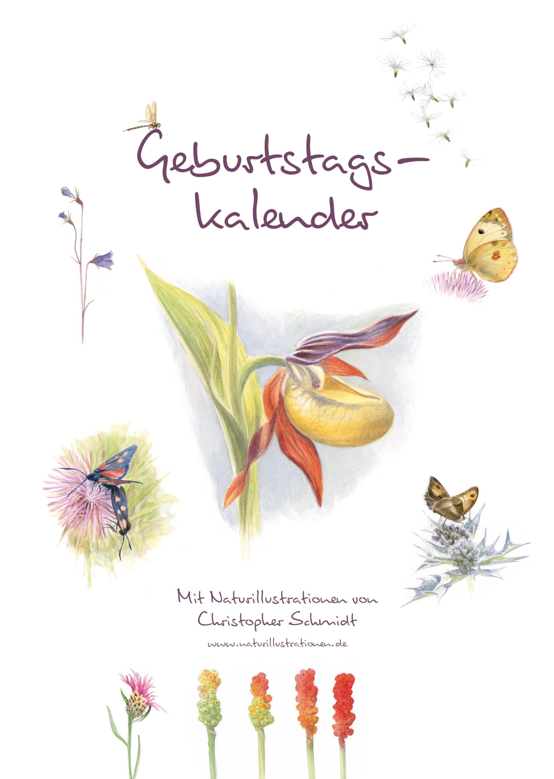 Schmidt Wandkalender – Geburtstagskalender mit Naturillustrationen von Christopher Schmidt