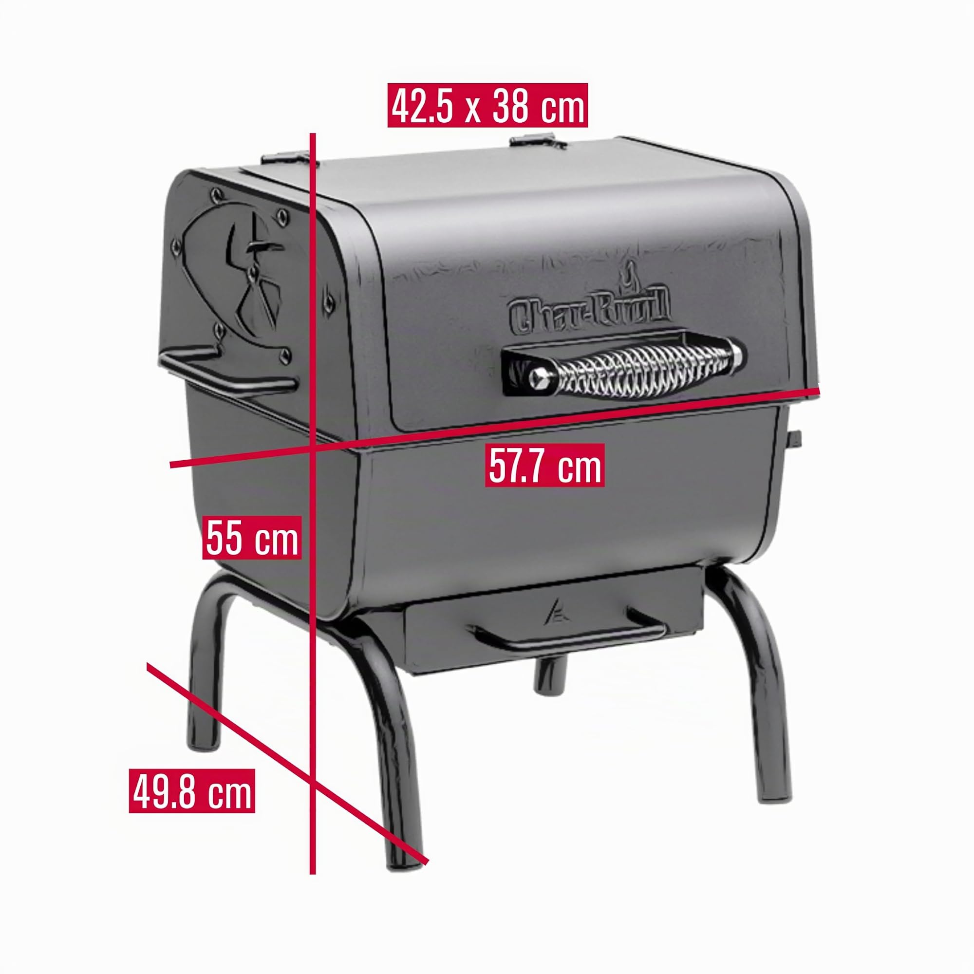 Char-Broil Holzkohlegrill Charcoal 2Go für Camping, Outdoor & Räuchern | Regulierbare Lüftungsschieber, Leicht zu reinigender Aschefänger, Als Offset-Smoker mit Charcoal M/L nutzbar