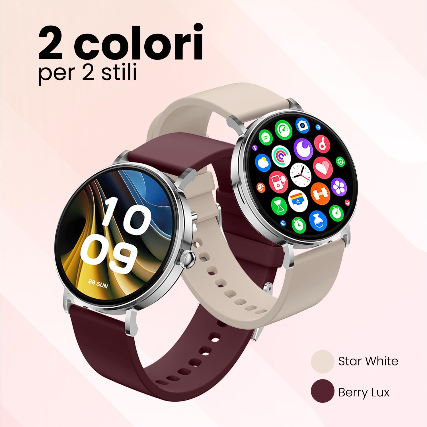 SPC SMARTEE DUO VELVET - Smartwatch AMOLED 1,32" | 2 cinturini, chiamate connettività Bluetooth, ricarica wireless, batteria 7 giorni, 100 sport, applicazione SPC SMART YOU