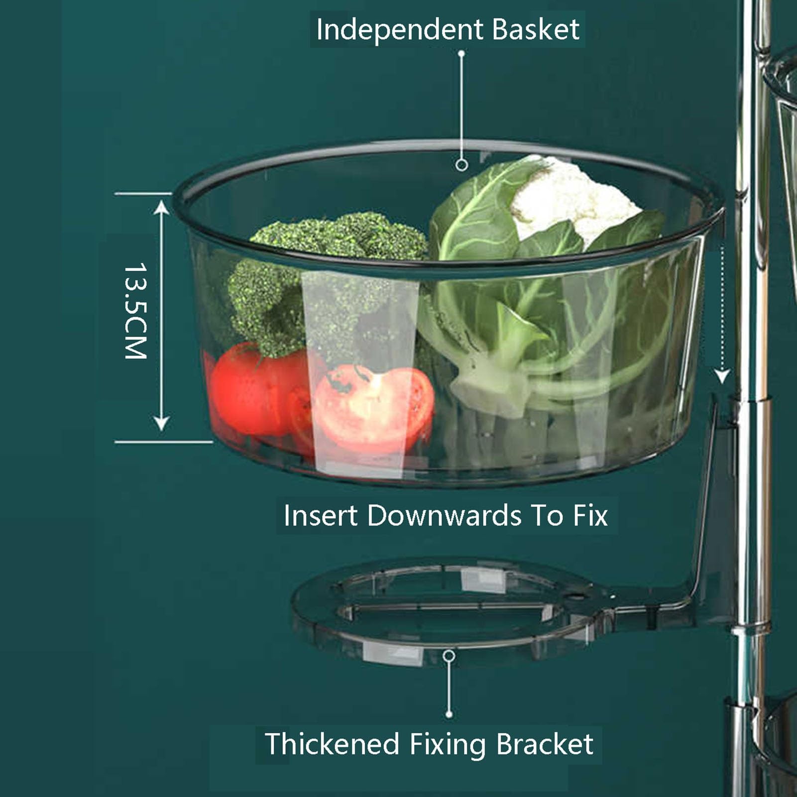 Cesto portaoggetti per frutta e verdura, mensola girevole, scaffale staccabile per l'organizzazione della spesa e la conservazione delle cipolle, elementi essenziali per la cucina, casa e cucina