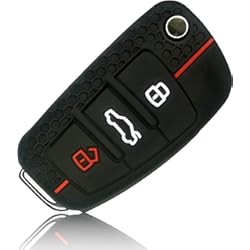Funda Llave Bmw M Performance FoilsAndMore Funda compatible con Audi Llave de coche con 3 botones Plegable - Silicona Cubierta Protectora Cover Caso Clave in Negro Rojo