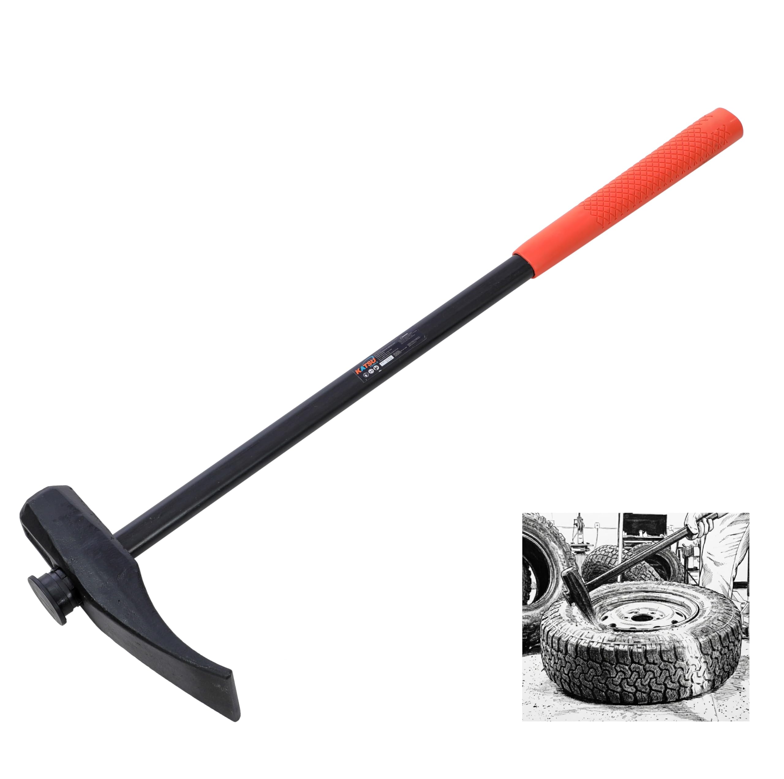 KATSU Tools Martillo para Neumáticos Destalonador Manual de 32" – Desmontaje y Cambio de Ruedas para Coches, SUVs y Camiones Ligeros, Modelo 451338