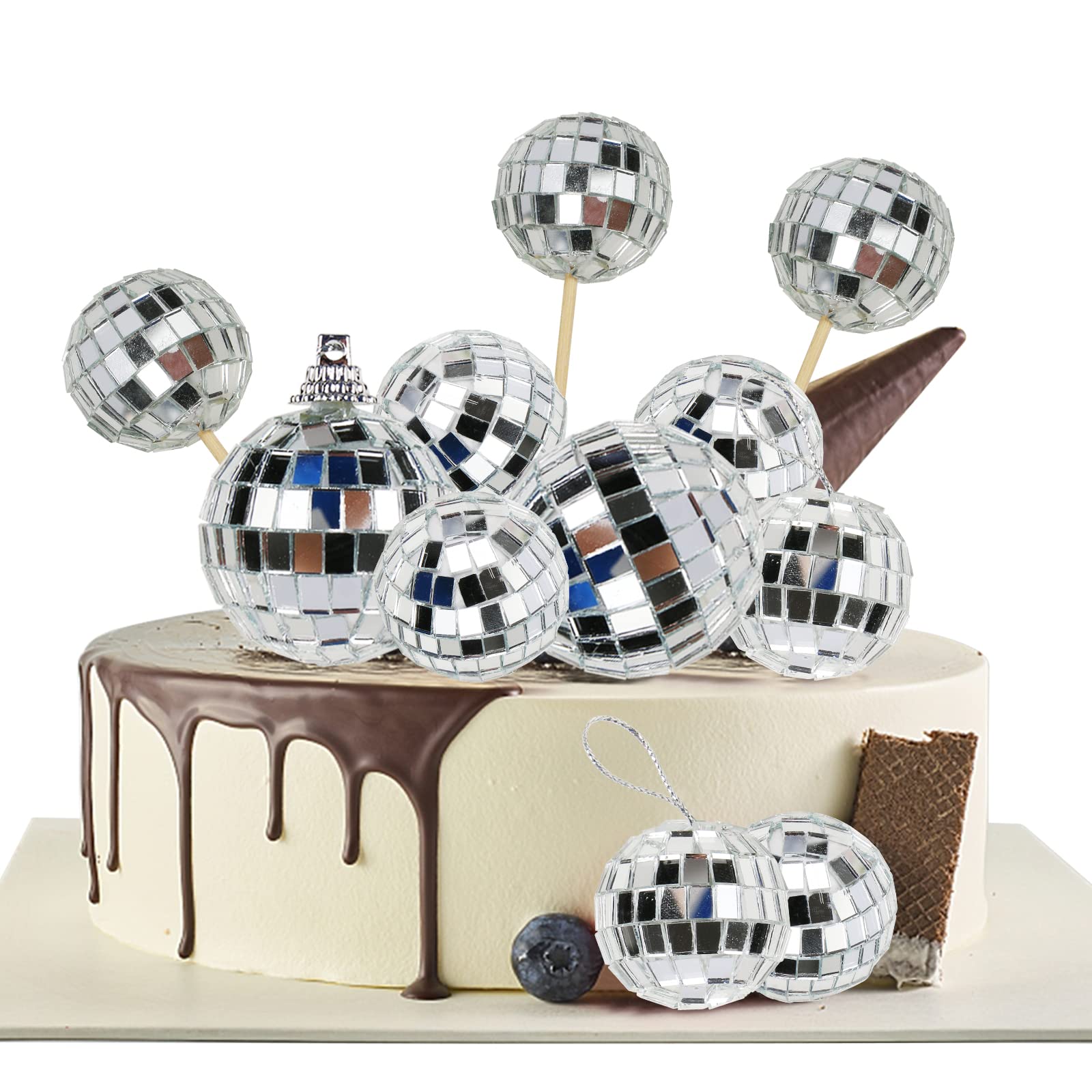 Buy Jessipako 30 Pieces Disco Ball Cake Toppers, Mirror Disco Ball