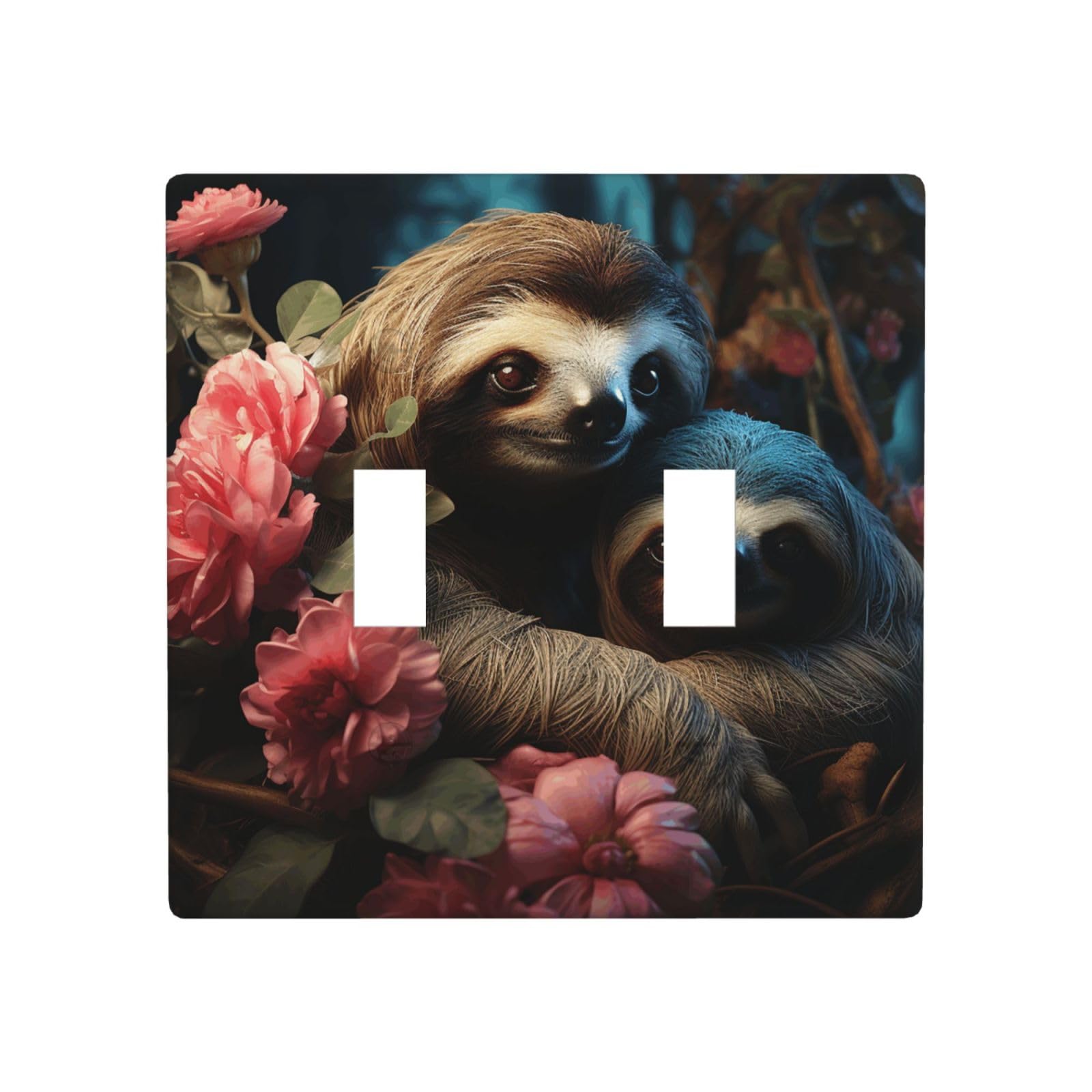 Aceprints A Sloth And A Baby Sloth 2 Gang Double Toggle Wall Plates, Unbreakable Decorative Duplex Light Switch Plate Covers Electrical Switchplate Cover Faceplate For Bathroom Kitchen Decor