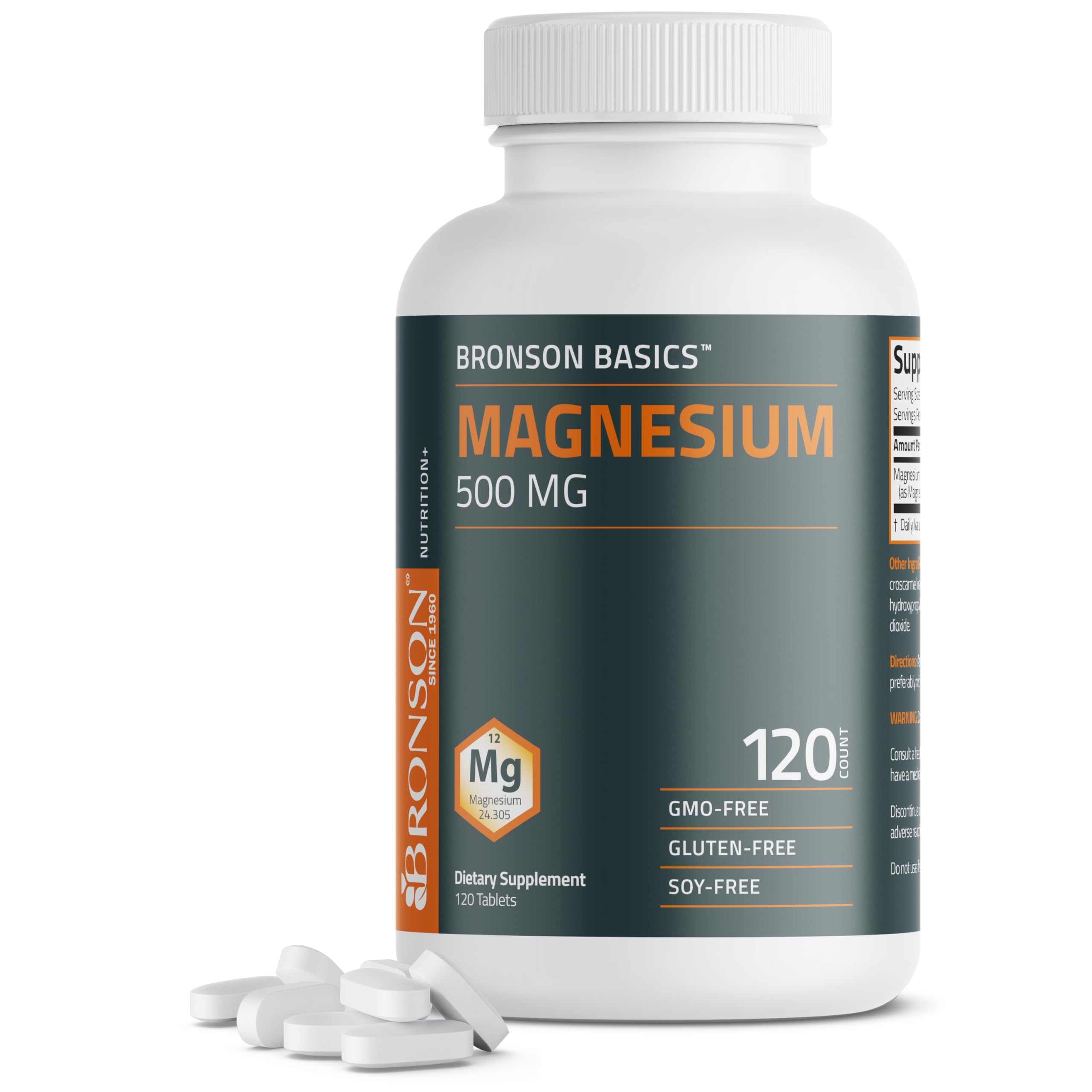 Bronson Magnesium 500 mg as Magnesium Oxide, 120 Vegetarian Tablets 120 Count (Pack of 1)