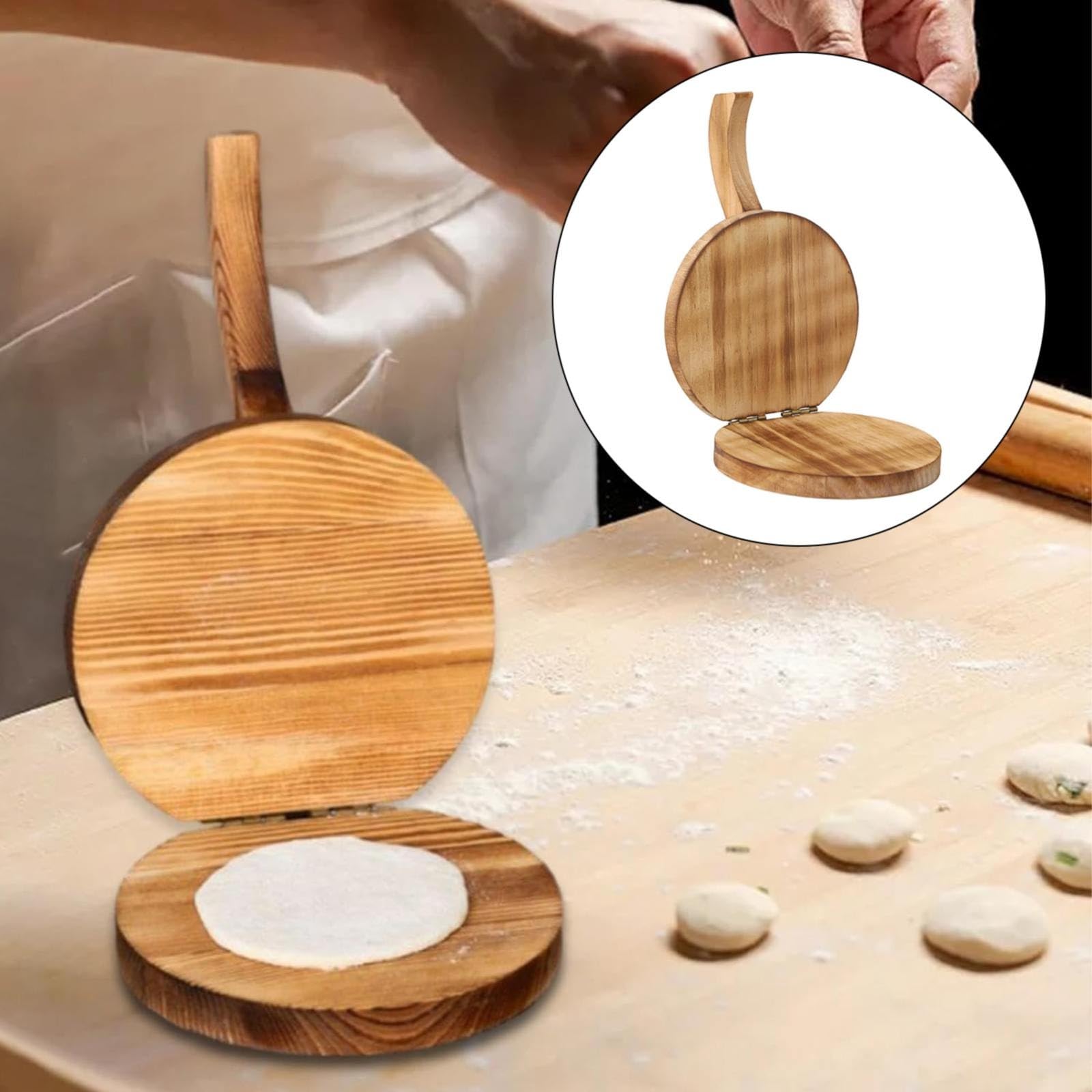 Runder Tortilla-Maker aus Hartholz, mexikanische Tortillera-Presse, Holz, Mehl-Tortilla für hausgemachte mexikanische Tortillas, Roti-Dunstabzugshaube (Beige, Einheitsgröße)