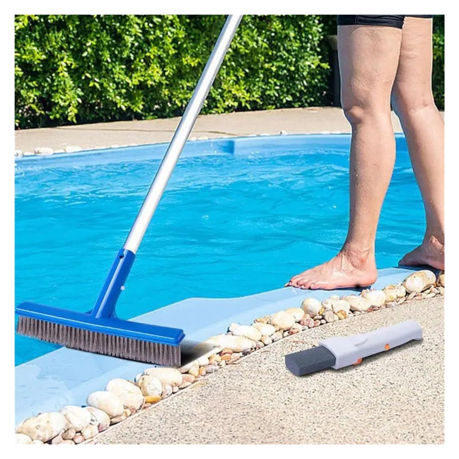 Brosse de Piscine en Acier Inoxydable 2 pièces 10 Pouces